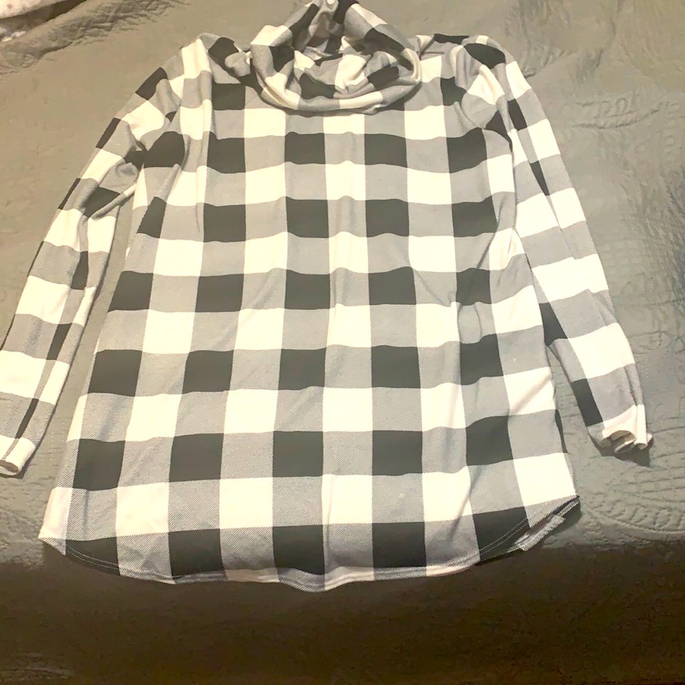 Buffalo print mock neck long sleeve top